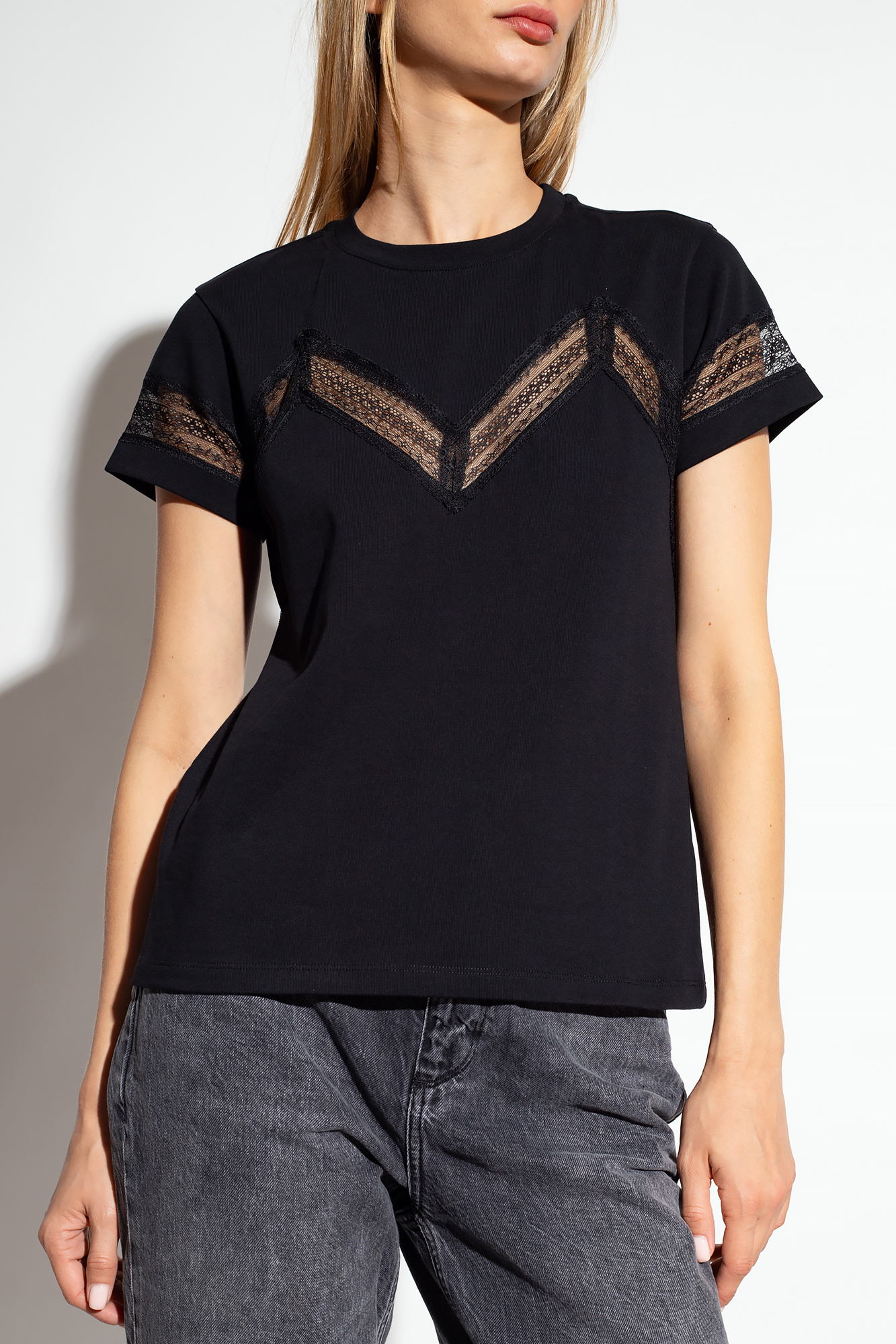 AllSaints 'Lina' lace-trimmed T-shirt | Women's Clothing | Vitkac